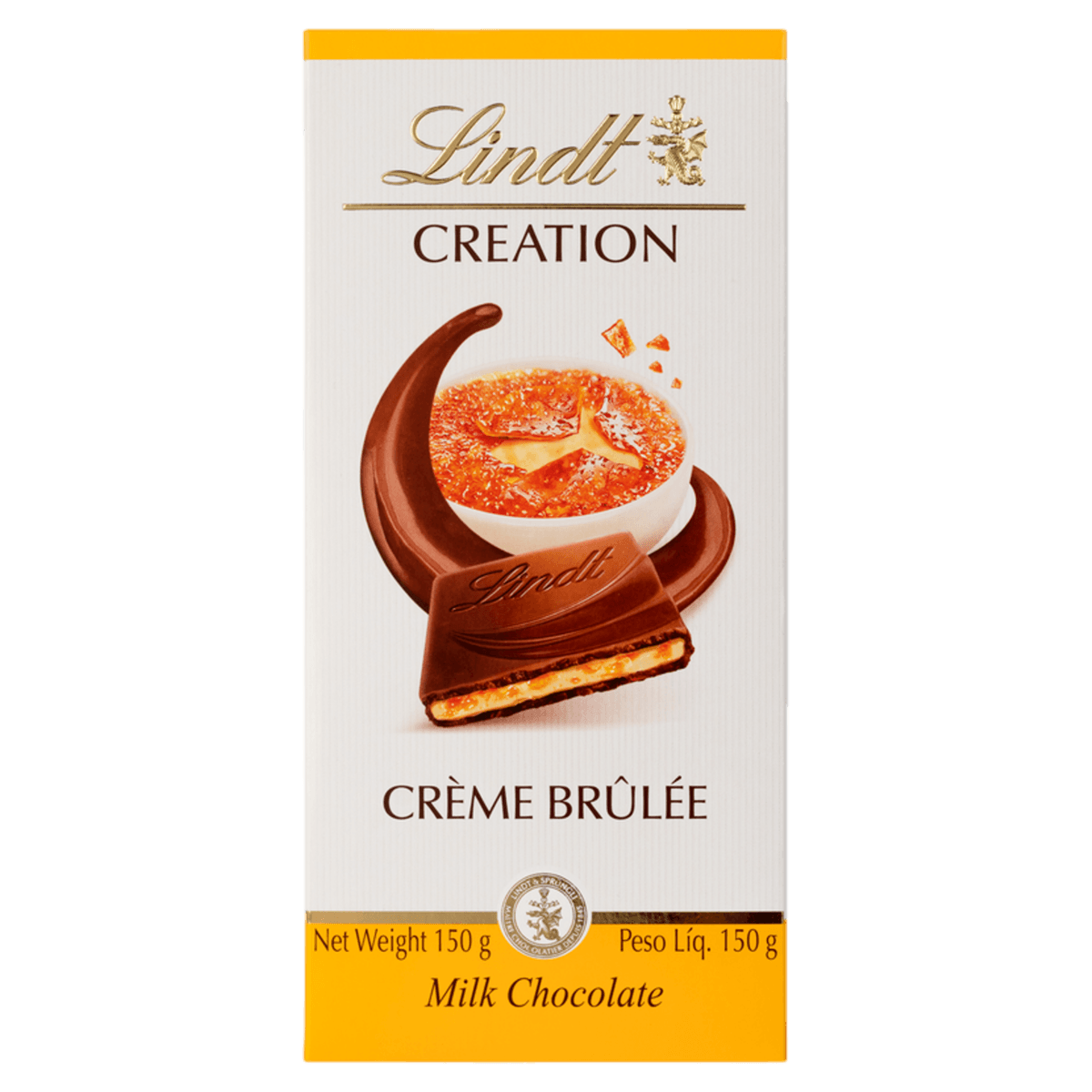 Chocolate em Barra Lindt Ao Leite Recheado Crème Brûlé 150g